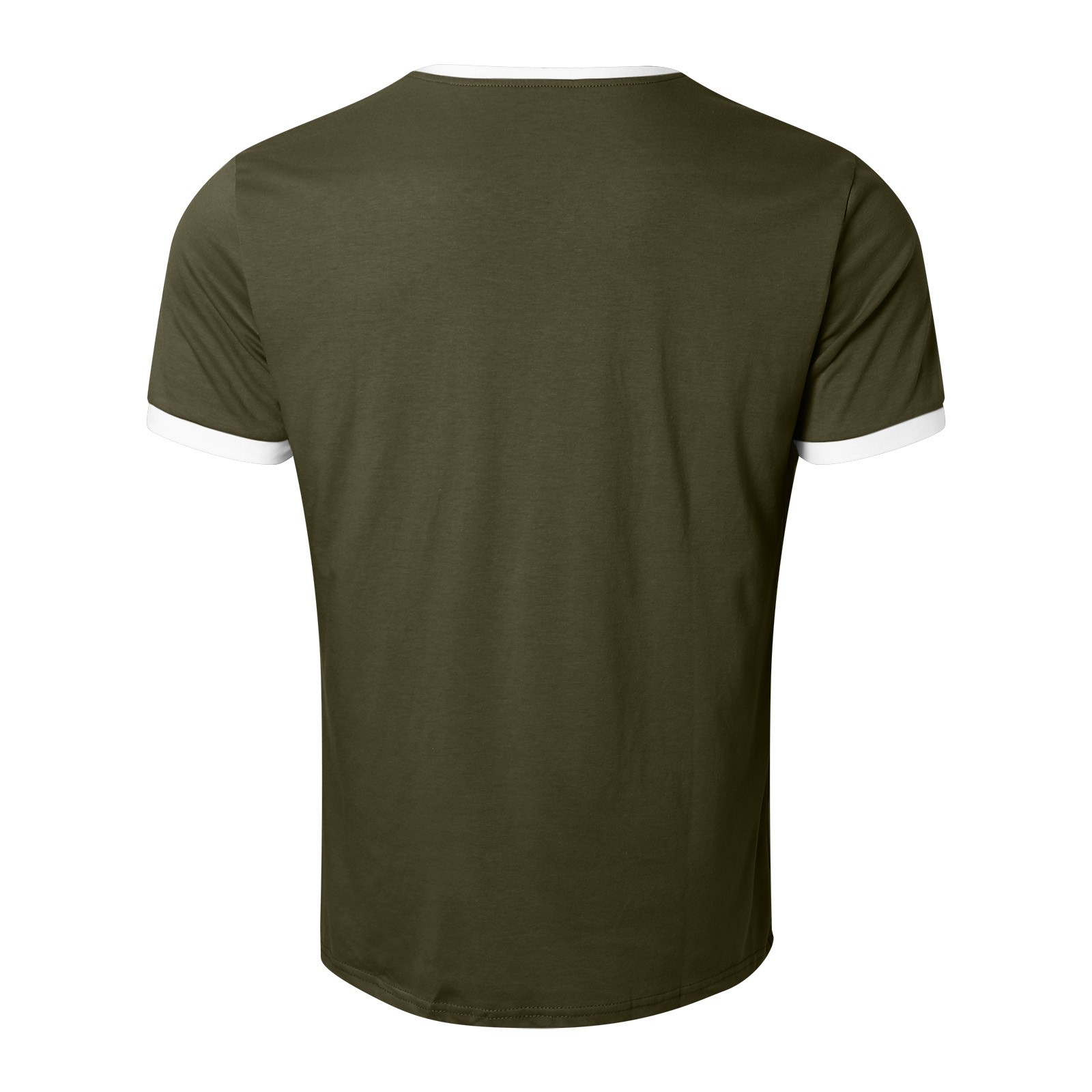 thumbnail image 5 of Camiseta de cuello en V para hombre, de color liso, manga corta, diseño con bolsillo cosido, prenda informal para el día a día, confeccionada en tejido de poliéster ligero, 5 of 5